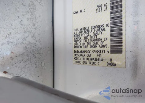 2016 Nissan Maxima 3.5 Platinum/3.5 S/3.5 Sl/3.5 Sr/3.5 Sv from USA, damaged, VIN 1N4AA6AP7GC398015